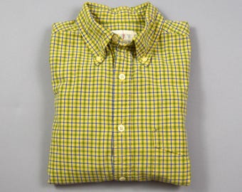 Vintage 1990s Size XS Yellow Check Oxford Shirt by J. Crew