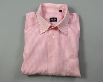 Chemise boutonnée à rayures roses et blanches, taille 16,5 x 35, vintage années 1990, de la marque Gitman Bros.
