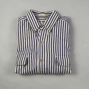 Camisa vintage de los años 90, talla grande, a rayas y con botones, de Eddie Bauer.