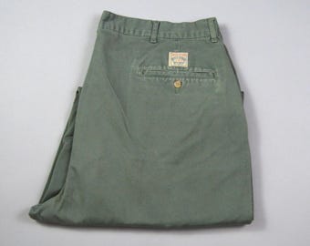 Vintage 1990s Size 37x32 Darker Sage Pleated Chinos by Polo Ralph Lauren