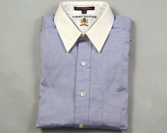 Vintage Deadstock 1990s Size 16x35 Winchester / Contrast Collar Shirt by Tommy Hilfiger