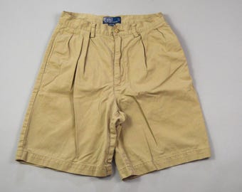 Vintage Size 29 Khaki Pleated Tyler Shorts by Polo Ralph Lauren