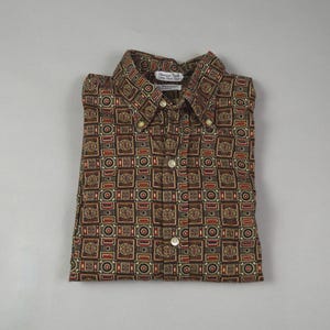 Vintage 1960s Size XS/Small Patterned Button Down Shirt by Penneys
