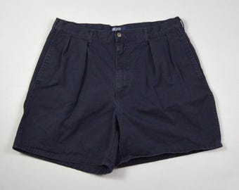 Vintage 1990s Size 34 Navy Pleated Shorts by Polo Ralph Lauren