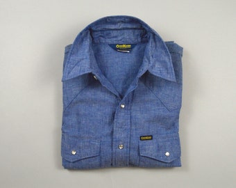 Vintage 1980s Cotton Chambray Western Shirt by OshKosh Size Medium