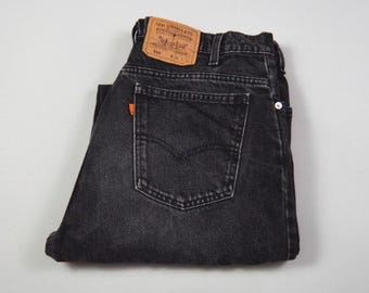 Vintage 1990s Size 36x31 Black Levi's 550 Relaxed Fit Jeans