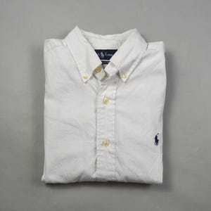 ラルフローレン製、ヴィンテージ、サイズM、ホワイトボタンダウンシャツ