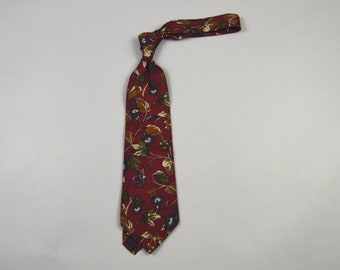 Vintage 1980s Floral Pattern Silk Necktie by Eddie Bauer