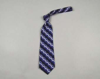 Vintage Navy and Blue Patterned Necktie by Polo Ralph Lauren