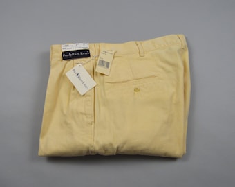 Vintage Deadstock 1980s Pale Yellow Chinos by Polo Ralph Lauren Size 36