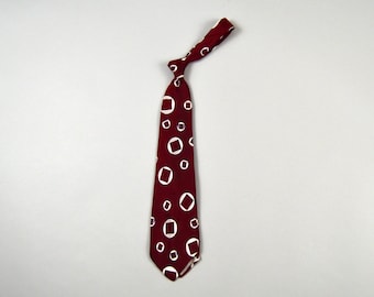 Vintage 1950s Maroon Kreisförmige Design Krawatte von Beau Brummell