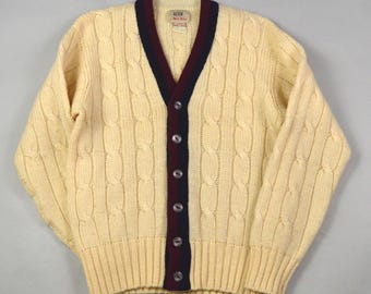 Cárdigan de punto trenzado talla pequeña, estilo vintage de los años 60/70, de Alan Paine.