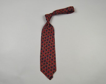 Vintage 1990s Red Square Print Silk Necktie by Phillip's