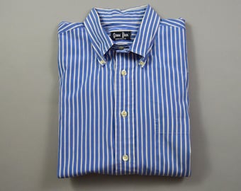 Chemise vintage années 1990, taille L, à rayures bleues et blanches, à boutons, de la marque Gitman Bros.