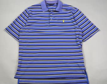 Vintage Size Medium Blue Stripe Short Sleeve Polo Shirt by Polo Golf