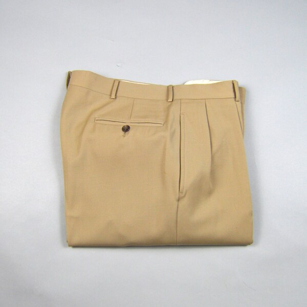 Vintage Khaki Wool Gabardine Trousers by Polo Ralph Lauren Size 34