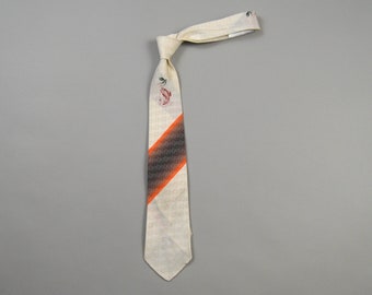 Vintage Deadstock 1950s Fish Embroidered Necktie by Beau Brummel