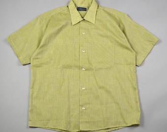 Vintage Deadstock 1960s Green Grid Check Short Sleeve Shirt by Chartwell