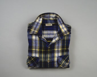 Vintage 1990s Blue and Green Plaid Flannel Shirt by Five Brother Size Medium