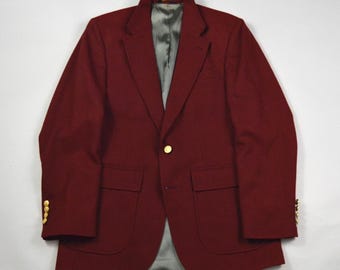 Blazer vintage de los años 80, talla 36/38, color granate, con bolsillos de parche, de Oakton.