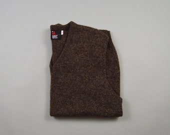 Vintage 1980s Brown Wool Blend Sweater Vest by Robert Bruce Size Large