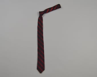 Vintage 1960s Black and Red Stripe Silk Necktie by Prince Consort