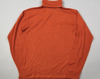 Pull à col roulé orange brûlé, taille XS/S, vintage années 1970