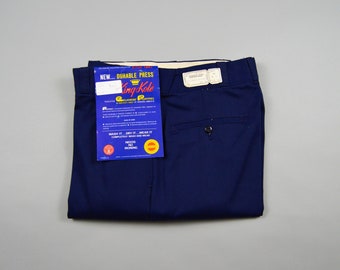 Vintage Deadstock 1960s/1970s Navy Blue Work Pants by King Kole Size 33