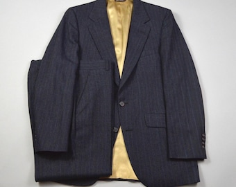 Vintage 1980s Size 38 Navy Stripe Suit by Bill Blass