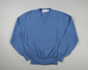 Vintage 1980s Light Blue V Neck Sweater by McGregor Size Large