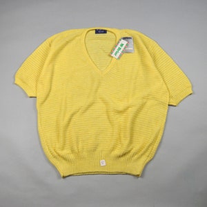 Vintage Deadstock 1980s Size XXL / XXXL Yellow Short Sleeve Knit Shirt