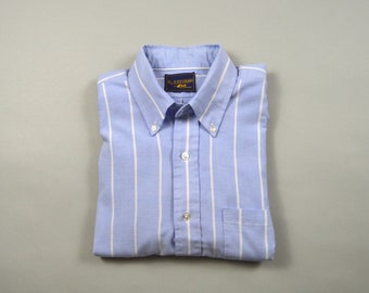Vintage 1980s Blue and White Stripe Oxford Button Down Shirt Size Medium