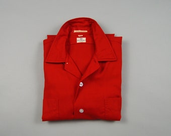 Vintage 1960s Red Wool Blend Shirt by Frank Brothers Size Large