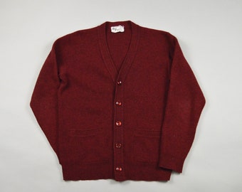 Vintage 1960s Dark Red Cardigan by Kinson Size Medium