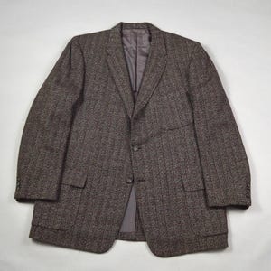 Vintage 1950s Size 42 Gray and Red Fleck Tweed Patch Pocket Sport Coat by Botany 500