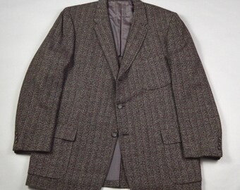 Vintage 1950s Size 42 Gray and Red Fleck Tweed Patch Pocket Sport Coat by Botany 500