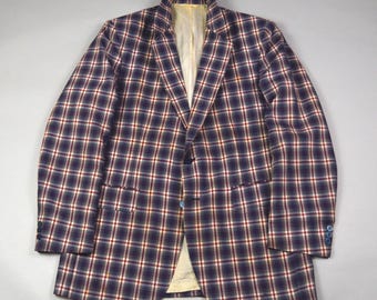 Vintage 1970s/1980s Size 42L Plaid Summer Weight Sport Coat by JC Penney