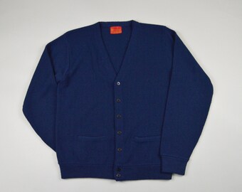 Vintage 1970s Navy Blue Cardigan by Sears King's Road Size Medium