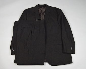 Vintage 1950s Black/Brown Flecked Suit Size 42S