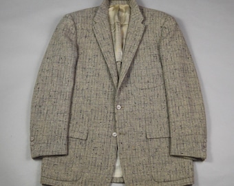 Vintage 1950s Size 40 Gray and Black Fleck Tweed Sport Coat by Campus Togs