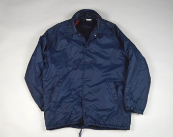 Vintage 1970s Navy Blue Nylon Lined Windbreaker by Montgomery Ward Size Medium