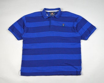 Vintage 1990s Blue Stripe Cotton Polo by Chaps Ralph Lauren Size Large