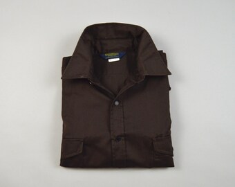 Vintage Deadstock 1980s Dark Brown Work Shirt by Osh Kosh Size Large