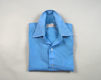 Vintage 1970s Blue Short Sleeve Shirt Size Medium