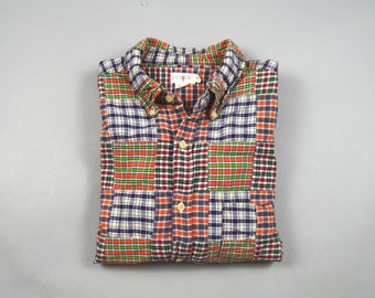 Vintage 1990s Patchwork Madras Shirt by J Crew Size Large