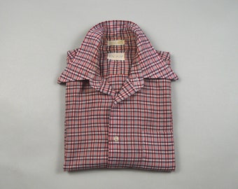 Vintage 1970s Red Plaid Short Sleeve Shirt by Envoy Size Medium