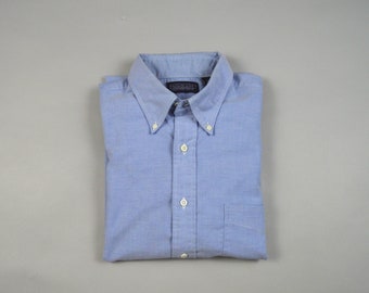 Vintage jaren 1990 blauw Oxford button-down shirt van Lands' End maat 16x36 / groot lang
