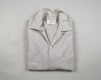 Vintage 1960s Gray Diamond Weave Loop Collar Shirt by Arrow Size Medium