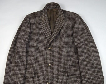 Vintage 1950s Brown Tweed Patch Pocket Overcoat Size 44