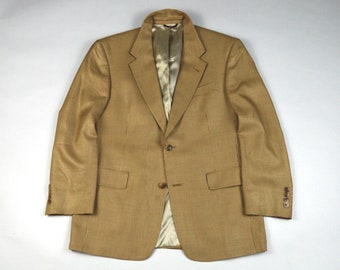 Vintage 1990s Tan and Brown Houndstooth w/Overcheck Sport Coat Size 40S